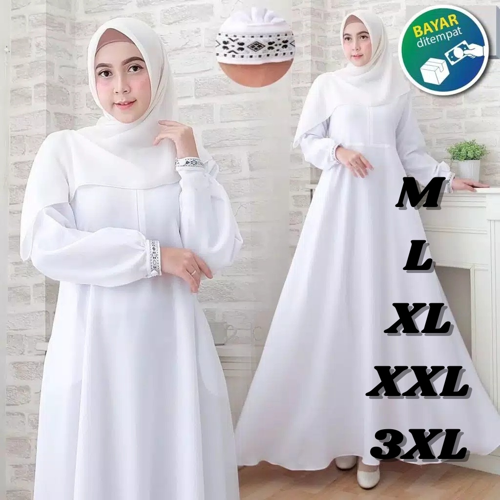 Jual Others Gamis Putih Terbaru 2023 Baju Gamis Dress Muslim Gamis