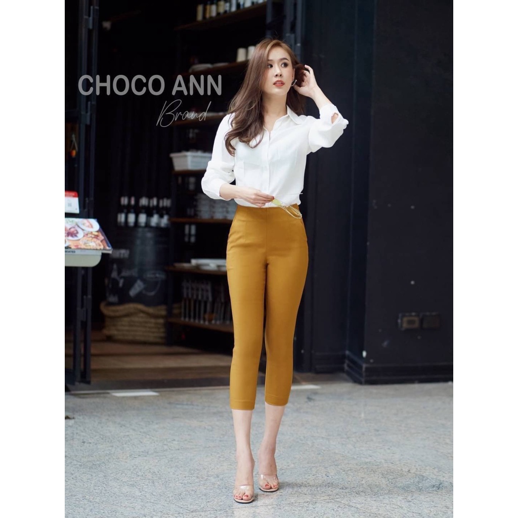 CELANA CHOCO ANN HIGHWAIST PANTS 7/8 ZIPPER SAMPING CODE D01 PART 1