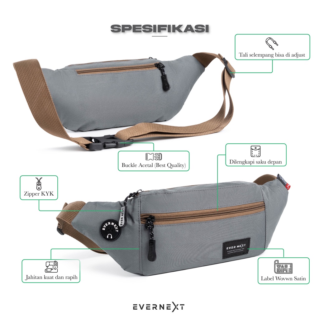 (FREE KEYCHAIN) Tas Selempang Tas Slempang Serbaguna Waist Bag Unisex Cowok Cewek Ada Lubang Headset