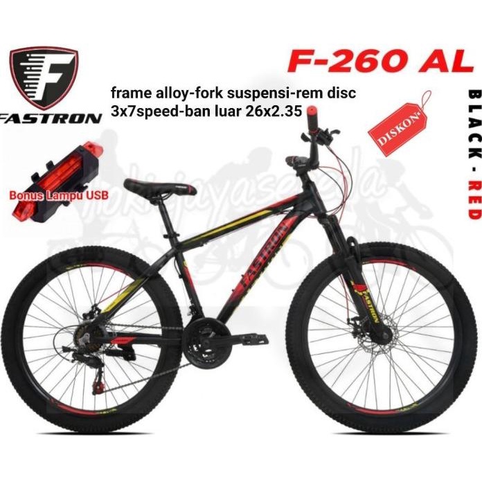 Sepeda Gunung 26" Fastron 260 Al Frame Allumunium 21 Speed Disc Brake Terlaris R10