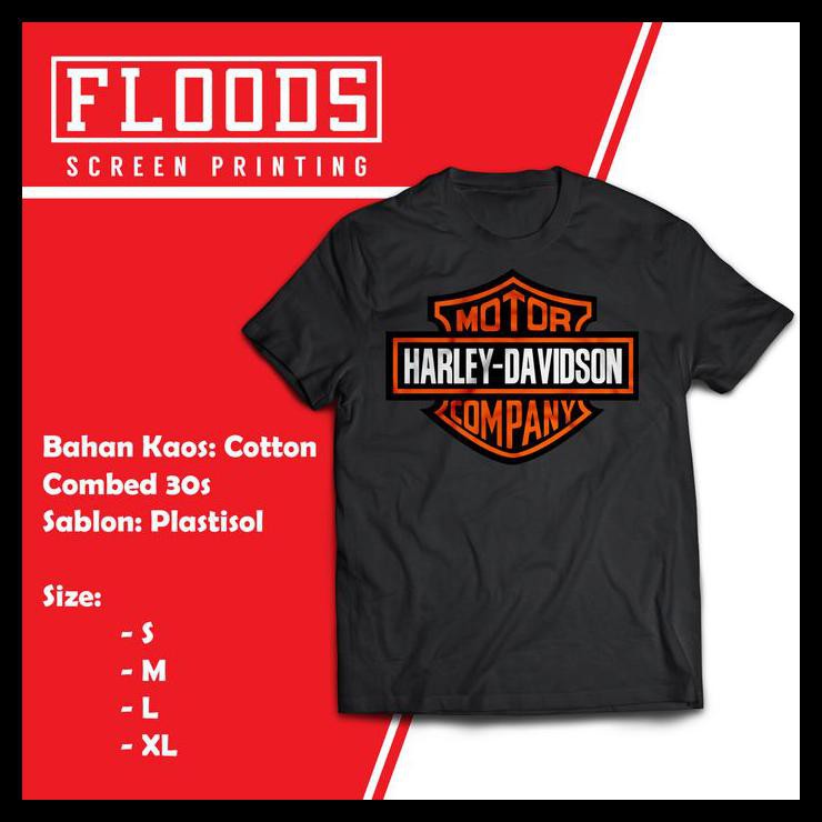 Baju Kaos Pria Distro Kaos Motor Harley Davidson - Kaos Distro Original - Putih, S Murah Simple