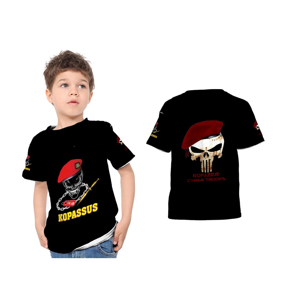 Kaos Baju Anak Kopassus TNI Fullprint Custom
