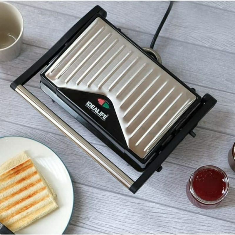 Panini Press IDEALIFE IL203 Original - Toaster Pemanggang Roti Daging IL 203