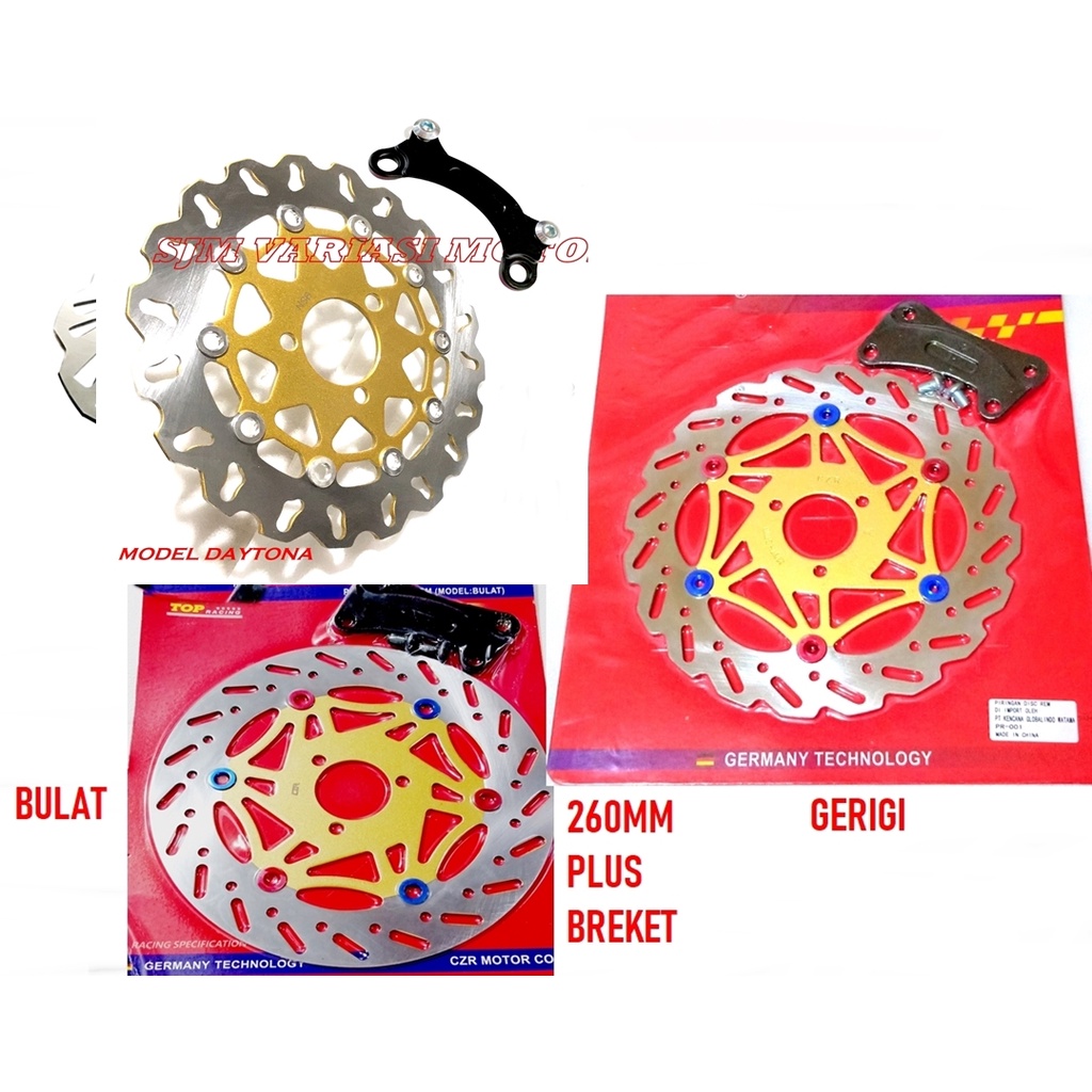 piringan besar FINO MIOJ XRIDE 125 AEROX 125 MIOZ MIOM3 MIOS MIOGT DLL UKURAN BESAR 260MM cakram lebar 260mm yamaha matic soul gt-miogt-mioz-mios-fino-miom3-xride 125-xeon gt 125-aerox 125cc baut lubang 3