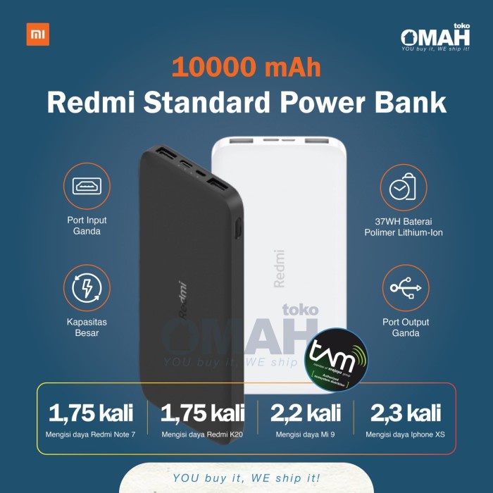 Xiaomi Redmi PowerBank 10000mAh Power Bank Garansi Resmi TAM Original Real Kapasitas