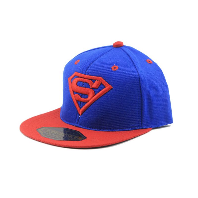 Topi Anak Laki-laki Katun Rapel Tebal Bordir dengan Dus Box-SUP BIRU MRH