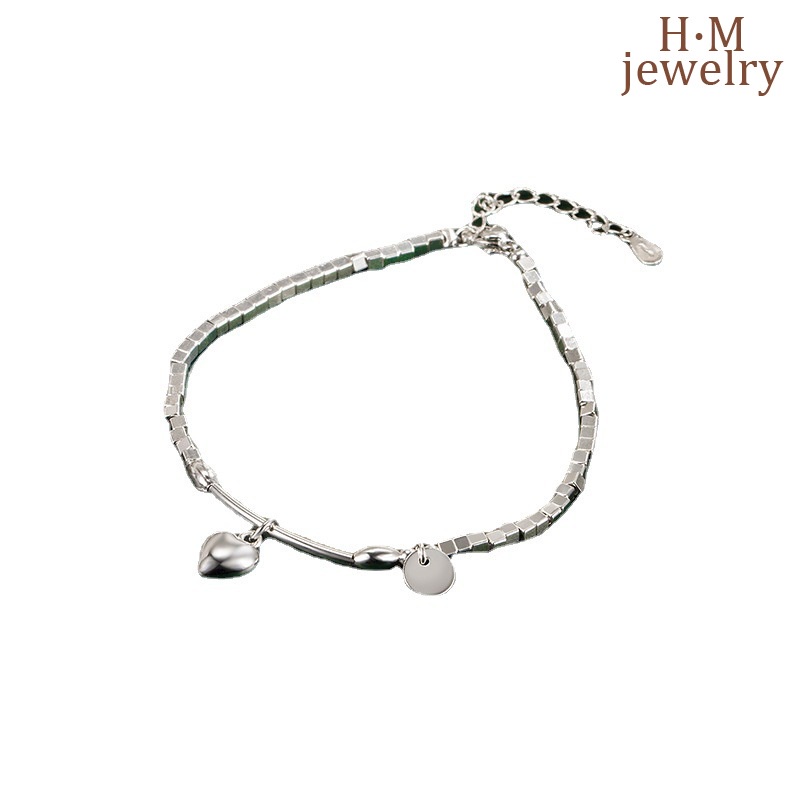 Gelang Tangan Silver Motif Hati Untuk Wanita