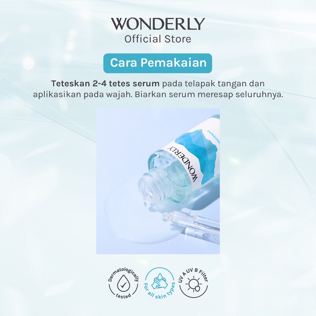 WONDERLY Advanced Brightening Face Serum Indonesia / Serum Wajah 15ml / Healthy Bright Skin Looks Conceal Dark Spot / Diamond Microcrystal White Collagen Peptide &amp; Ceramide With MoistDeep Microbubbles / Whitening Glowing Mencerahkan Wajah / Skincare Care