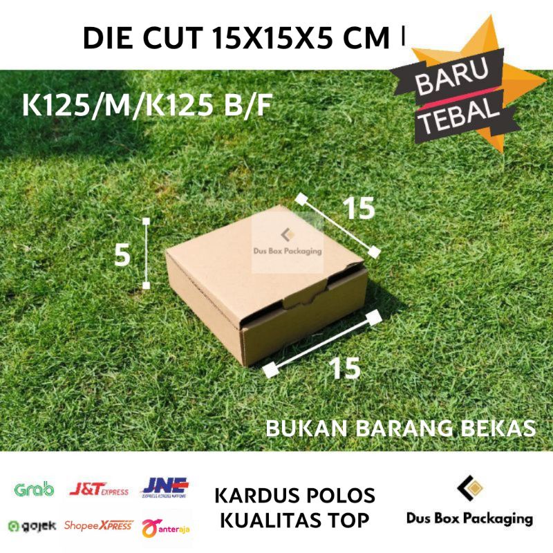 

Kardus box die cut 15X15X5 cm kotak packing