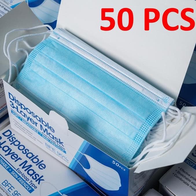 isi 50Pcs per 1BOX Masker 3Ply DEWASA IMPORT PREMIUM Quality Fashion masker Earloop Disposable mask COD