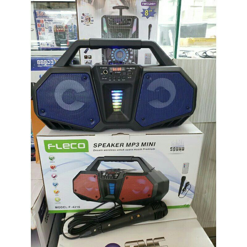 Speaker Bluetooth Karauke Tenteng Fleco F-4216 Bonus Mic Mega Bass Ori