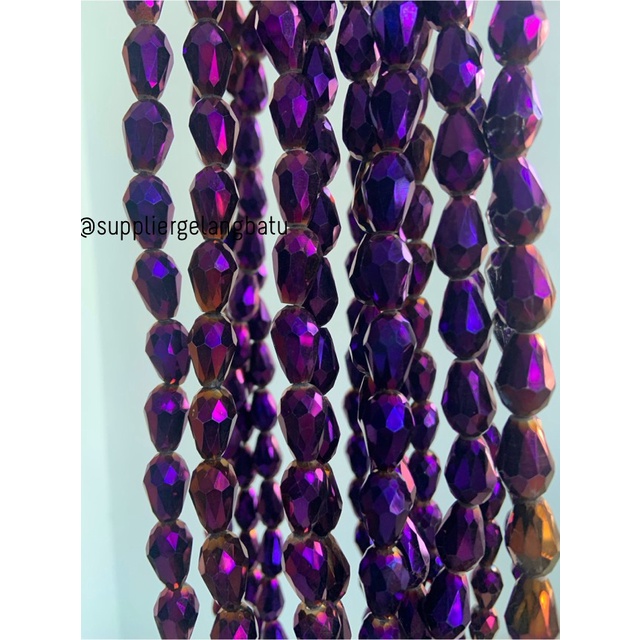 kristal Tetes ceko 15mm x 10mm UNGU METALIK purple metalic kilap craft