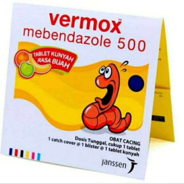 Vermox 1 tablet Mebendazole 500mg obat Cacing