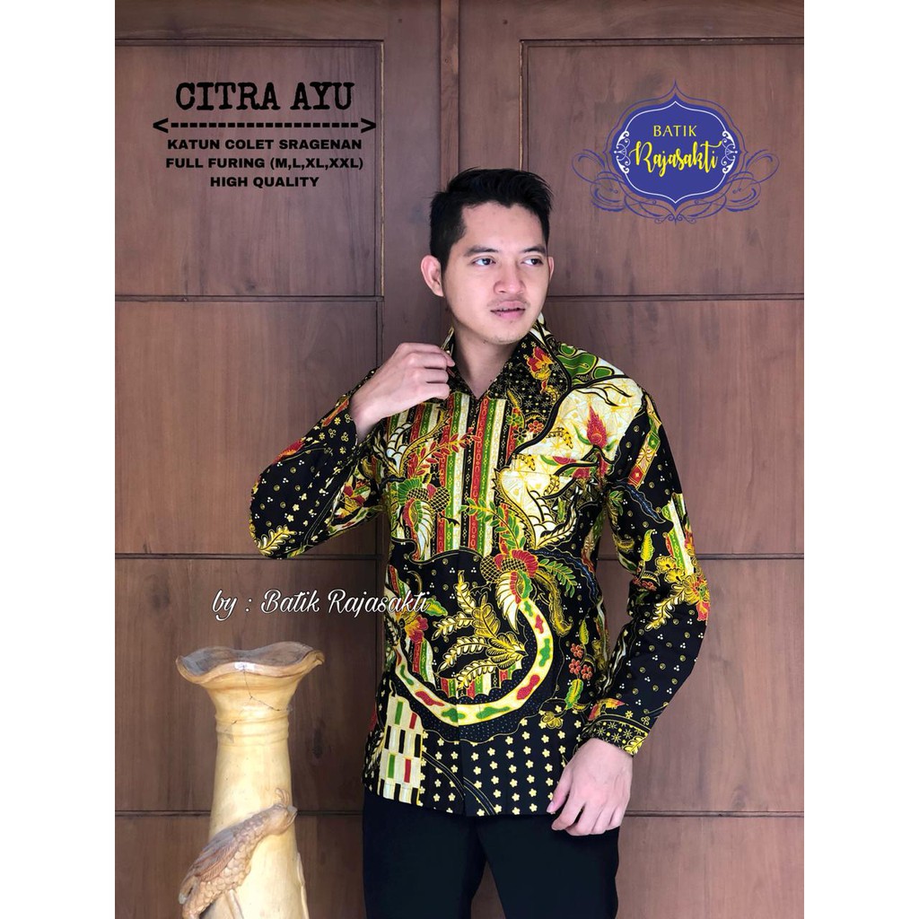 CITRA AYU Kemeja Batik Pria Lengan Panjang Katun Halus FULL FURING Rajasakti