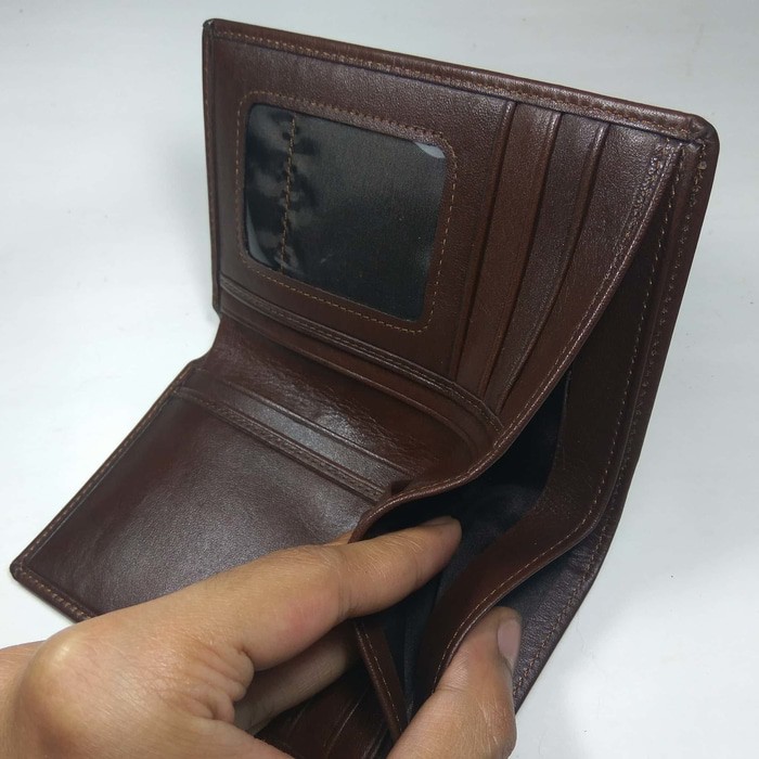 dompet medium unisex kulit asli warna coklat medium wallet 3/4