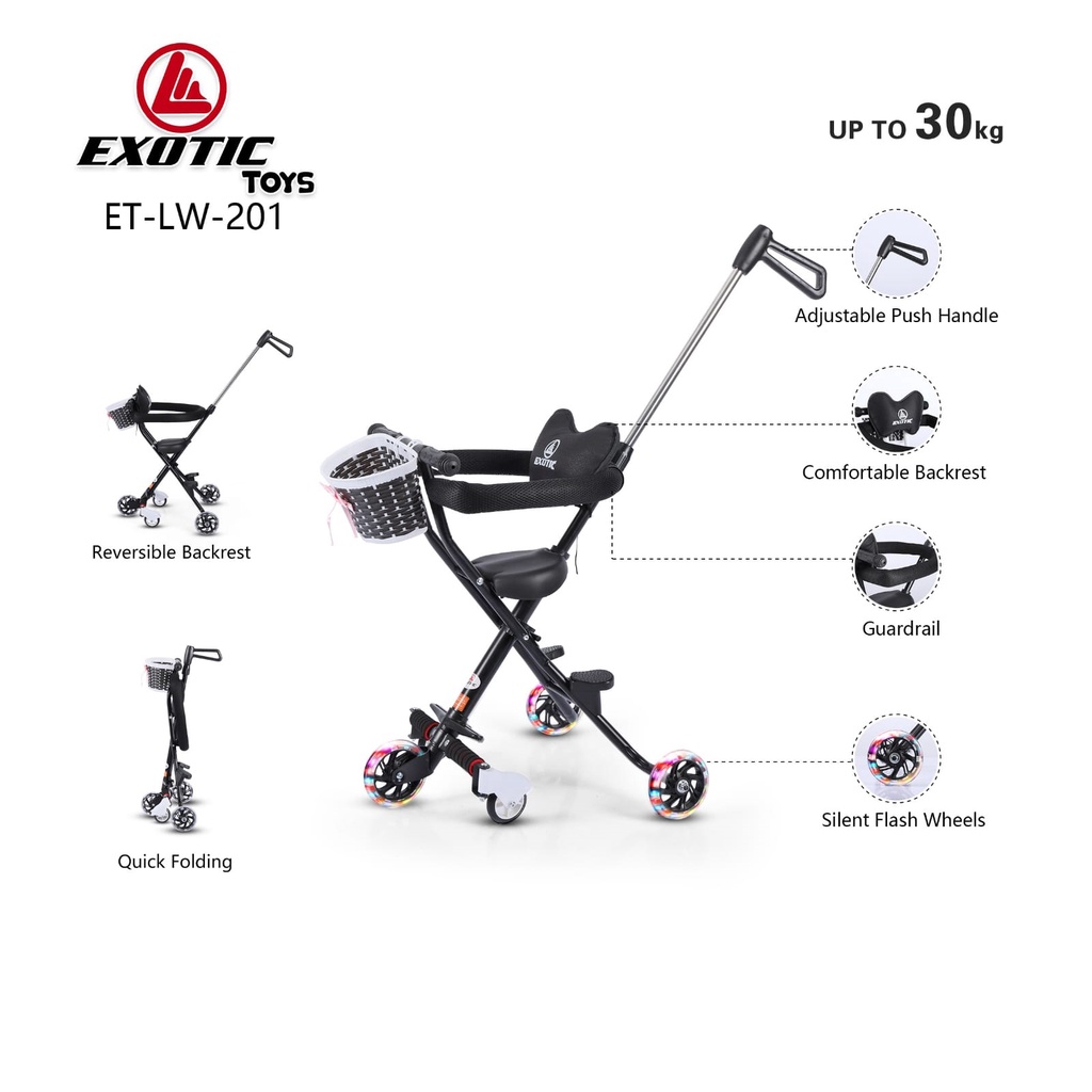 Stroler Anak Bayi Balita Kursi Dorong Micro Stroller Trike Exotic ET LW 201 Garansi SNI-4
