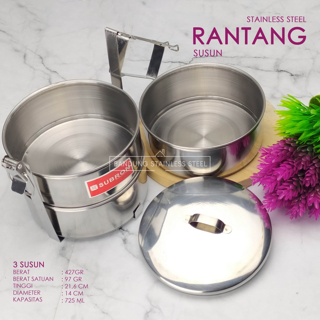 Rantang Stainless 2 susun 3 susun diameter 14cm tempat bekal makan lunch box murah