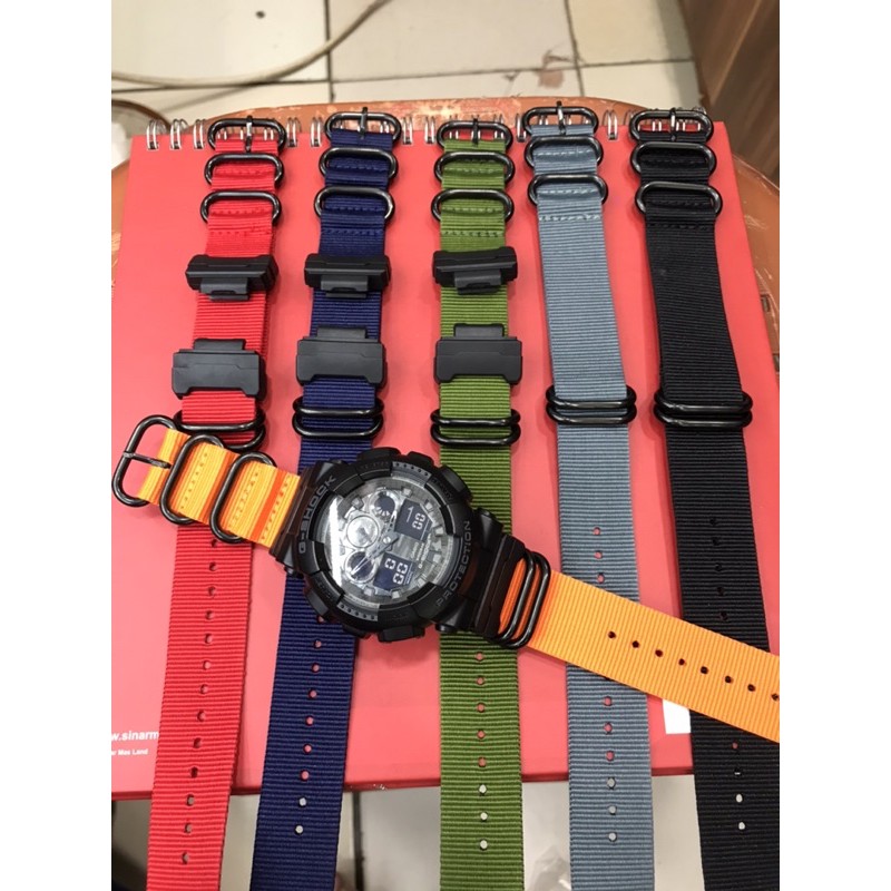 STRAP JAM TANGAN NYLON CASIO G SHOCK PLUS ADAPTER