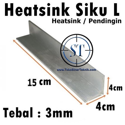 Heatsink Cooling Cooler Pendingin Heat Sink L Bentuk Siku 90 Derajat Ukuran 4cm x 4cm x 15cm LED Power Aktif Ampli Box Speaker Tebal 3mm