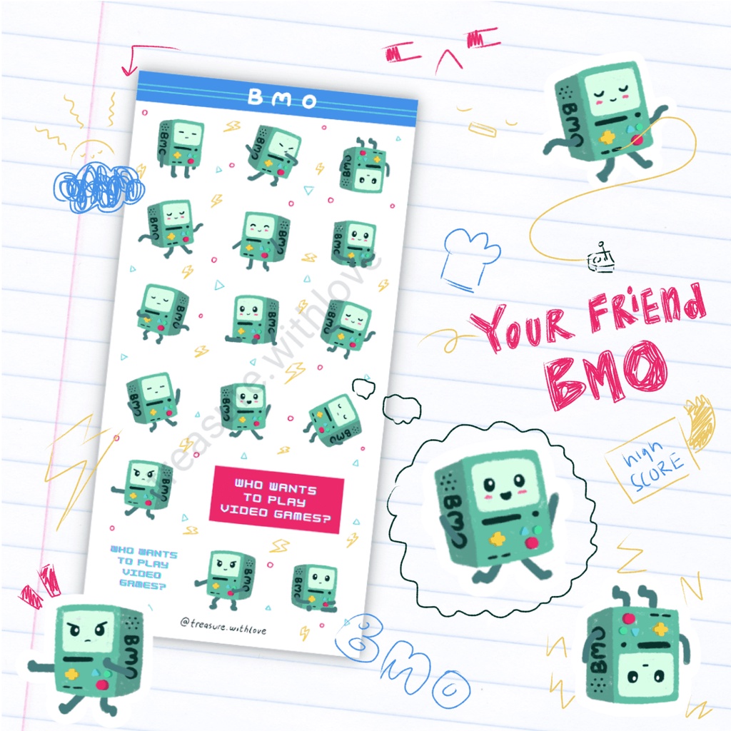 

MINI STIKER BMO Adventure Time (waterproof, kiss cut, doff)