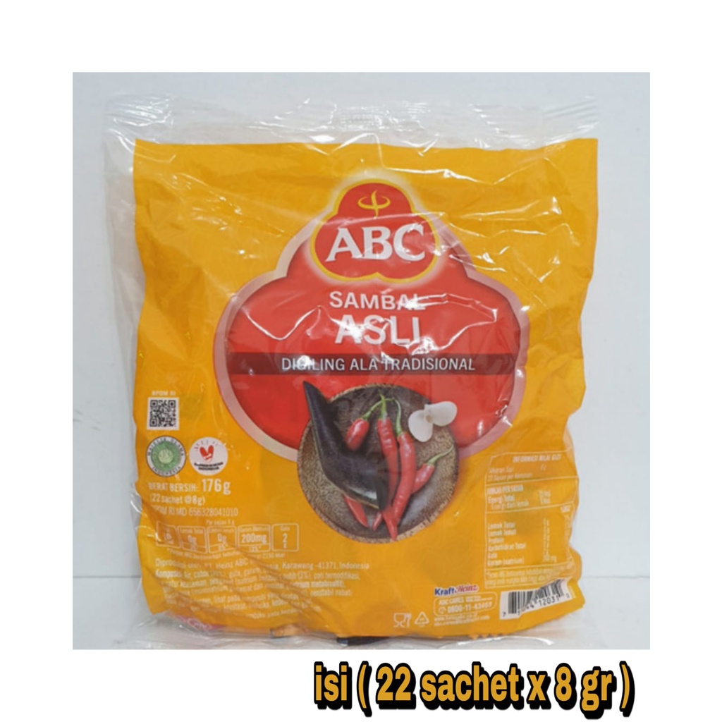 

sambal stick ABC sambal asli per pack isi ( 22 sachet x 8 gr )