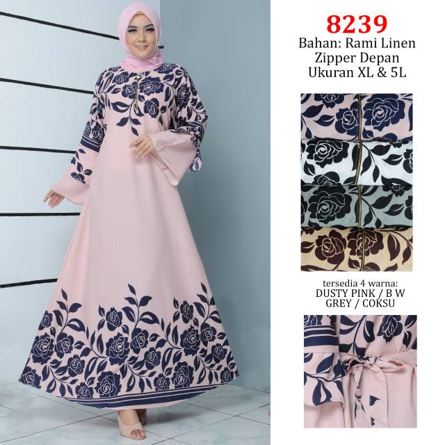 GAMIS LINEN/RAMI MOTIF BUNGA 8239