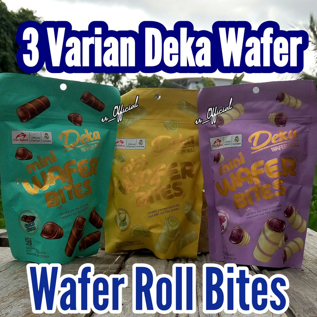 

Wafer Deka Stik Roll Wafer Varian Rasa Coklat Durian Ube Kemasan 80gr