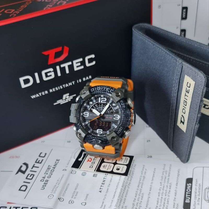 Jam Tangan Pria Fashion Analog Digital Digitec Da 2118 Rubber Free Dompet Original
