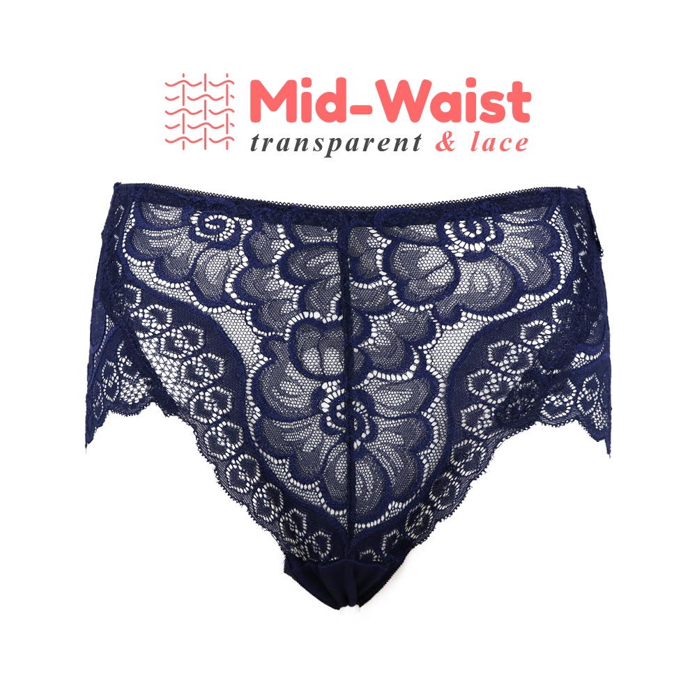 Scelta - Mid Waist Cd Transparan Celana Dalam Wanita Renda Lace Transparent Sexy Sce 1228 thumbnail 5