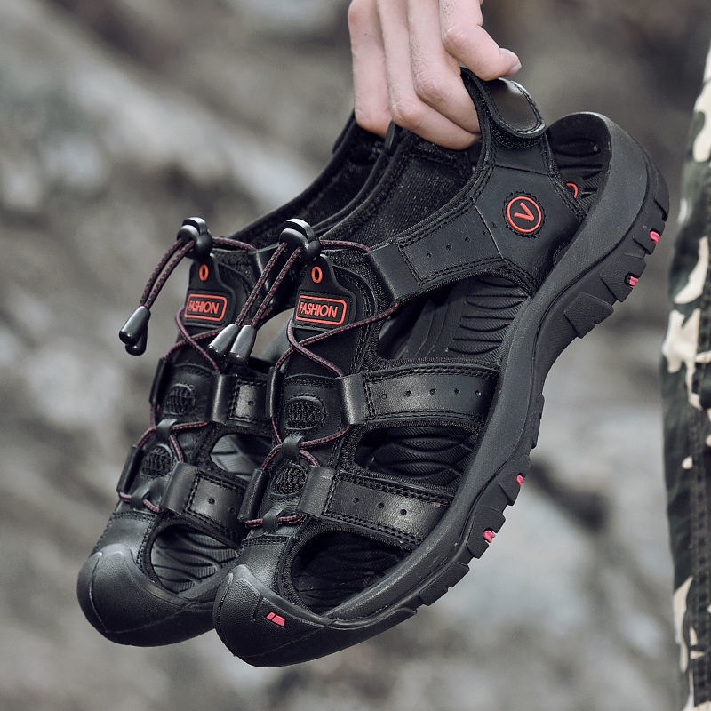 COD Kulit Sapi Asli Sandal Pria Gunung MTB Hiking Trekking Outdoor Handmade Sepatu Keren Olahraga Waterproof 011