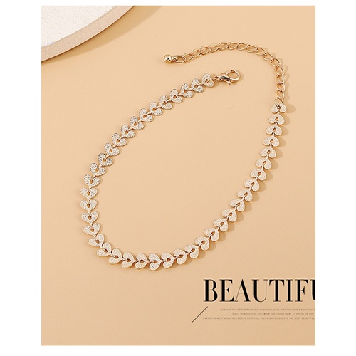 LRC Gelang kaki Fashion Golden Love Alloy Anklet Set Y64460