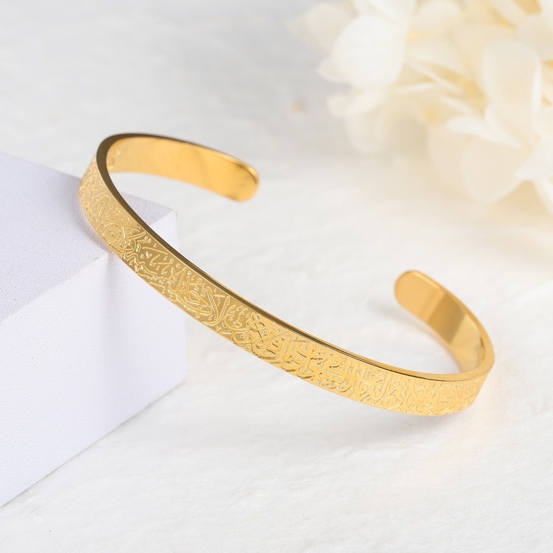 Gelang Bangle Bahan Stainless Steel Warna Emas Untuk Pria Dan Wanita