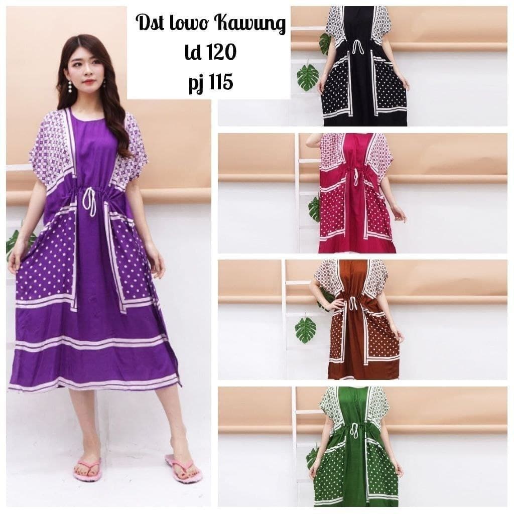 Daster Lowo Jumbo LD 120 Tali Serut Depan  kekinian daster ibu bumil baju daster batik wanita daster bali rayon premium lengan pendek murah Populer