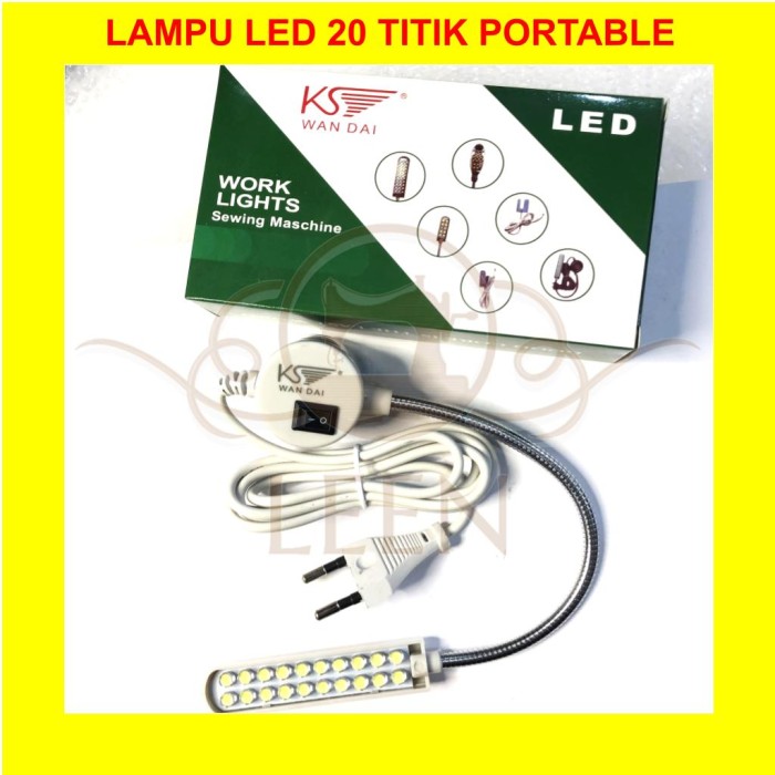 Lampu Portable LED Putih 20 titik (MAGNETIK) GRADE A Mesin Jahit LEEN - 20titik 2 baris