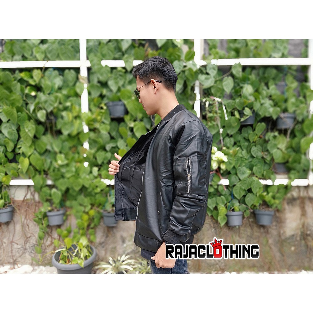 RCL - Jacket Bomber Kulit Hitam / Bomber Leather Black Premium - Jaket Kulit Cowok