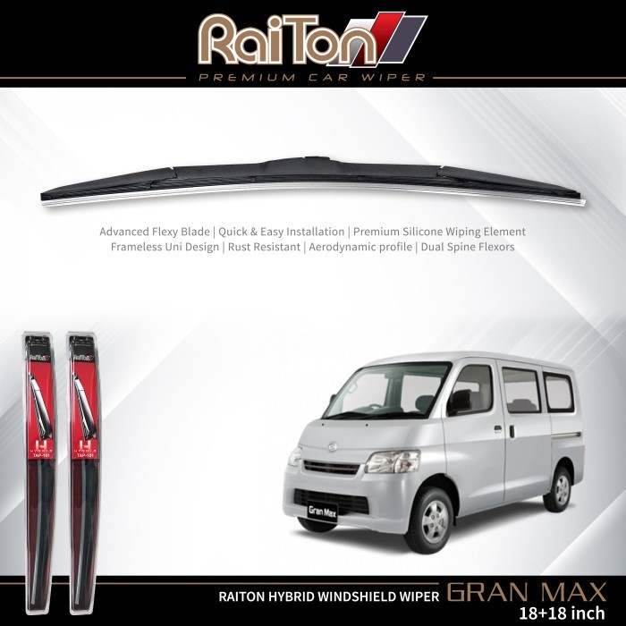Wiper Hybrid Kaca Depan Raiton Mobil Grand Max 18" & 18"