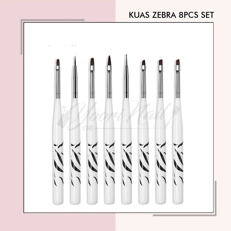 Kuas zebra brush kuas acrylic kuas gel brush 8pcs set acrylic brush dotting