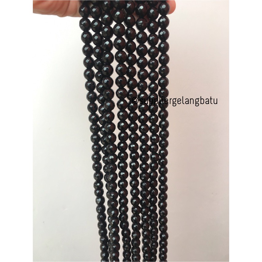 batu obsidian black onyx FACETED BEADS 10mm cutting glossy premium aksesoris fashion gelang kalung