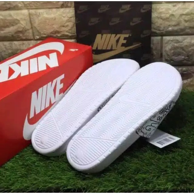 SANDAL SLOP PRIA WANITA MURAH PUTIH GRAFITI SENDAL SPORT FLIP FLOP SLIDE CEWEK COWOK