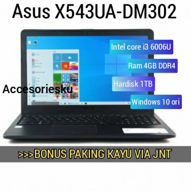 Laptop Asus X543UA-DM302-Intel Core i3 6006U-RAM 4 GB- 1TB HDD-WINDOWS 10 ORI