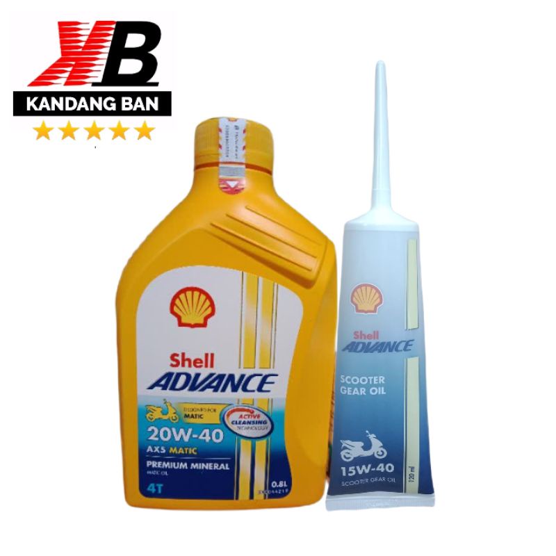 PAKET OLI SHELL ADVANCE MATIC AX5 20W-40 0.8L + OLI GEAR SHELL 120 ML 100% ORIGINAL FOR ALL MATIC