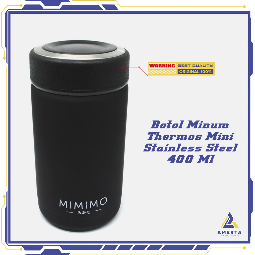 Botol Minum Thermos Mini Stainless Steel 400ML OneTwoCups Black