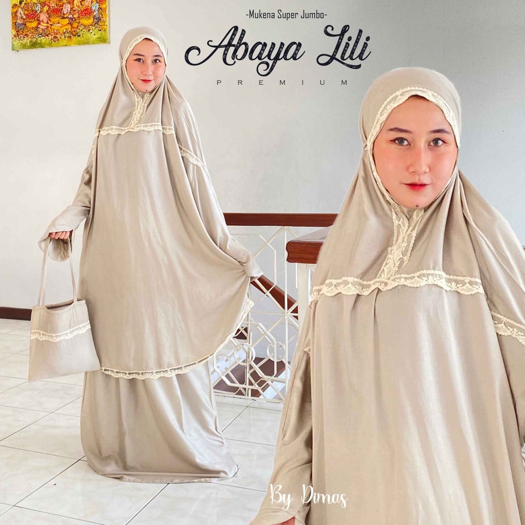 MUKENA JUMBO | MUKENA ABAYA LILI MOTIF POLOS BEST SELLER
