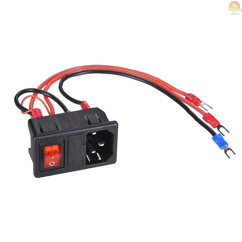 220V/110V 15A Power Supply Switch Male Socket with Fuse for 3D Printer DIY