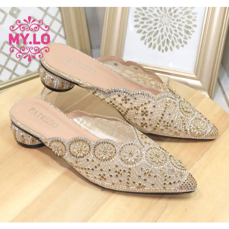 SANDAL PESTA HEEL WEDDING SWAROVSKY SELOP KEBAYA