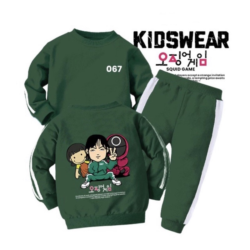 setelan sweater anak baju anak laki laki dan perempuan squidh game 1-5 tahun