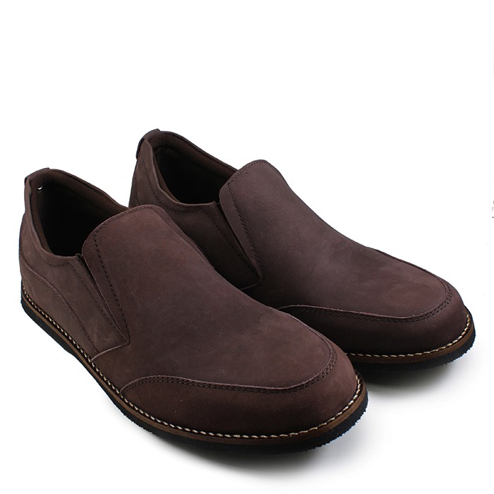 Sepatu Casual Formal Santai Pria Sauqi Jack Slop Brown Kulit Kerja