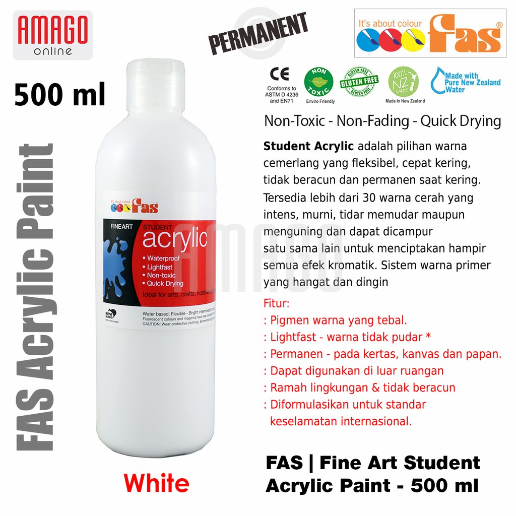 FAS - STUDENT ACRYLIC PAINT - 500 ML - WHITE