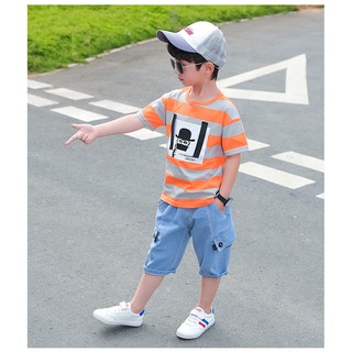 YEALON 2Pcs Set Baju  Anak  Umur 10  Tahun  Baju  Anak  Laki  