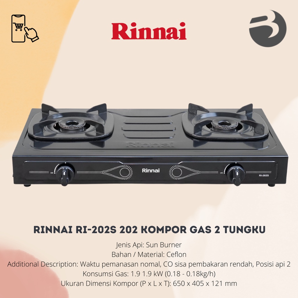 RINNAI RI-202S 202 Kompor Gas 2 Tungku